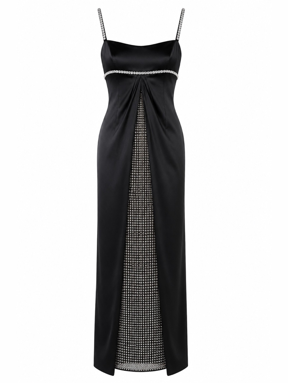 Retrofête Black Crystal Mesh Satin Gown Small NWOT Sample